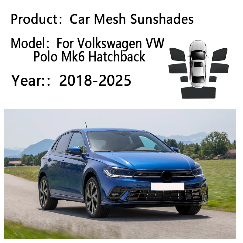 

Sun Shades For Volkswagen VW Polo Mk6 2018-2025 Hatchback Sunshades Magnetic Heat insulation Curtains Privacy Visor Accessories