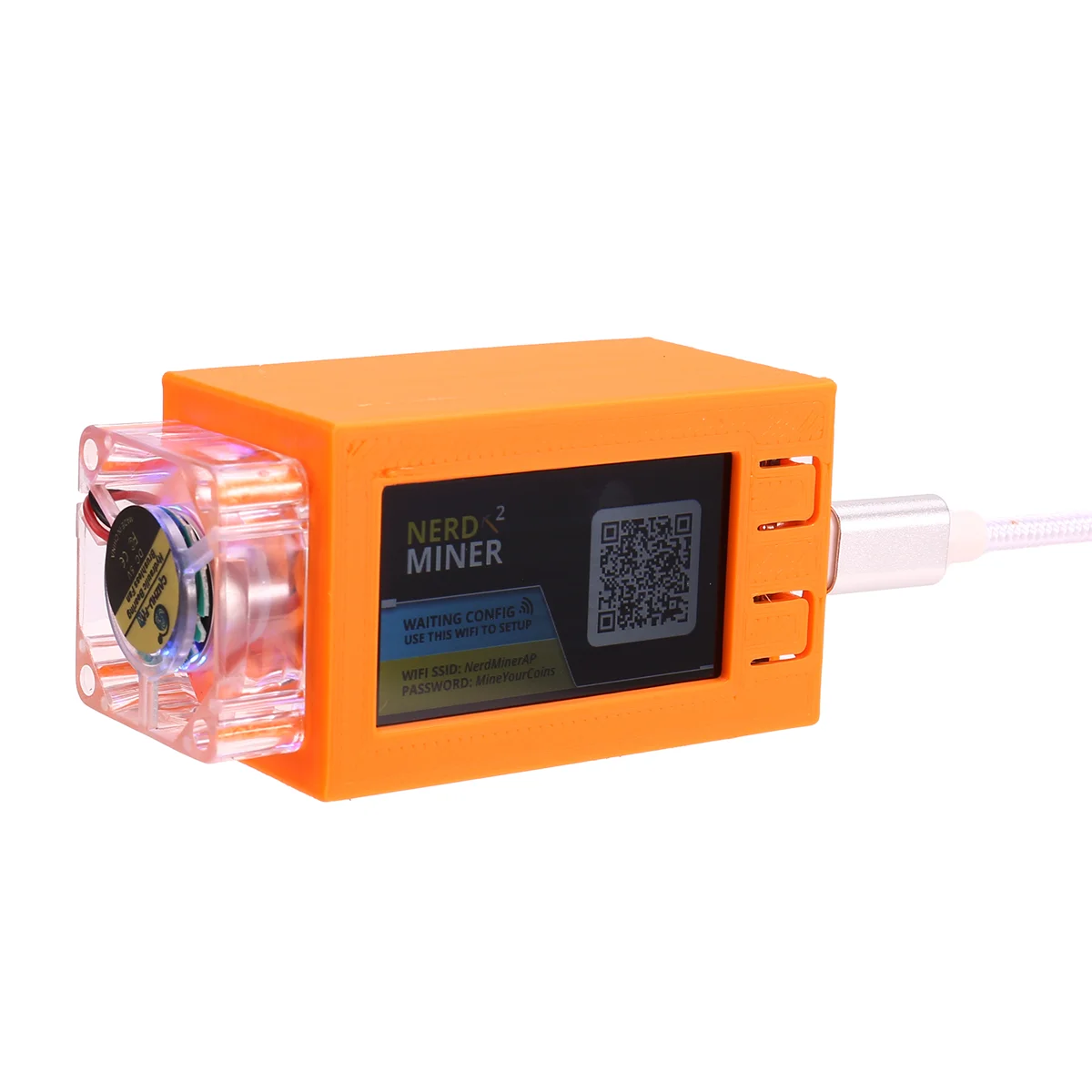 Для Nerdminer V2 Pro Miner 78KH/S Mini Bitcoin Lottery Miner со светящимся вентилятором BTC Solo Lottery Miner Оранжевый