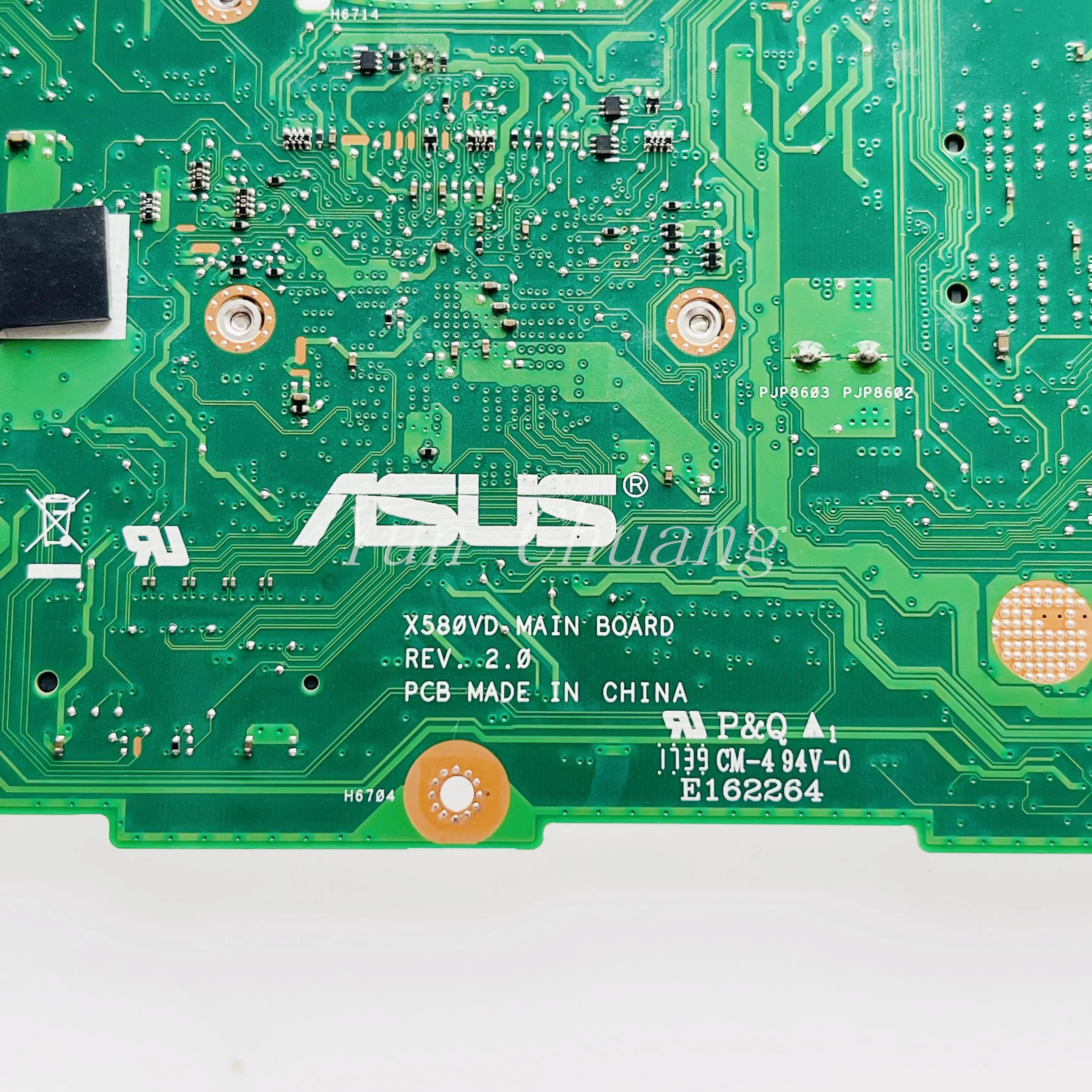 Imagem -03 - Placa-mãe Portátil para Asus Mainboard para X580 X580v X580vd N580vd X580vn I57300hq I7-7700hq Gtx1050 2g 4gb Gpu Ddr4