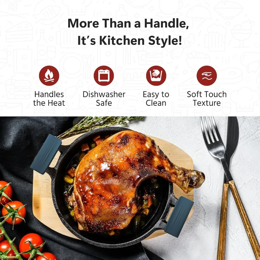 LiandZhao غطاء مقبض من الحديد الزهر 3 قطعة مقبض الوعاء كوف مقاومة للحرارة مقلاة حديد الزهر مقبض كوف مقلاة سيليكون كم ل #3