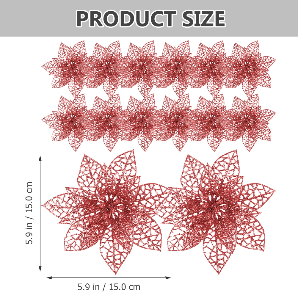 

30 Pcs Artificial Christmas Flowers Xmas Tree Decor nament Wreath Accessories Fake Flower for DIY Craft Lightweight Reusable
