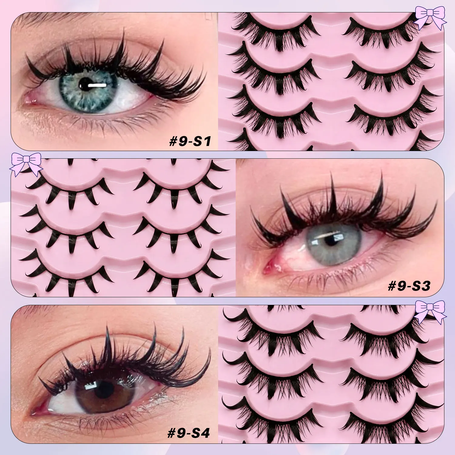 GROINNEYA Manga Lashes 3D Mink Lashes Naturalne rzęsy Miękki krzyż Wispy Naturalne sztuczne rzęsy Makijaż przedłużający rzęsy