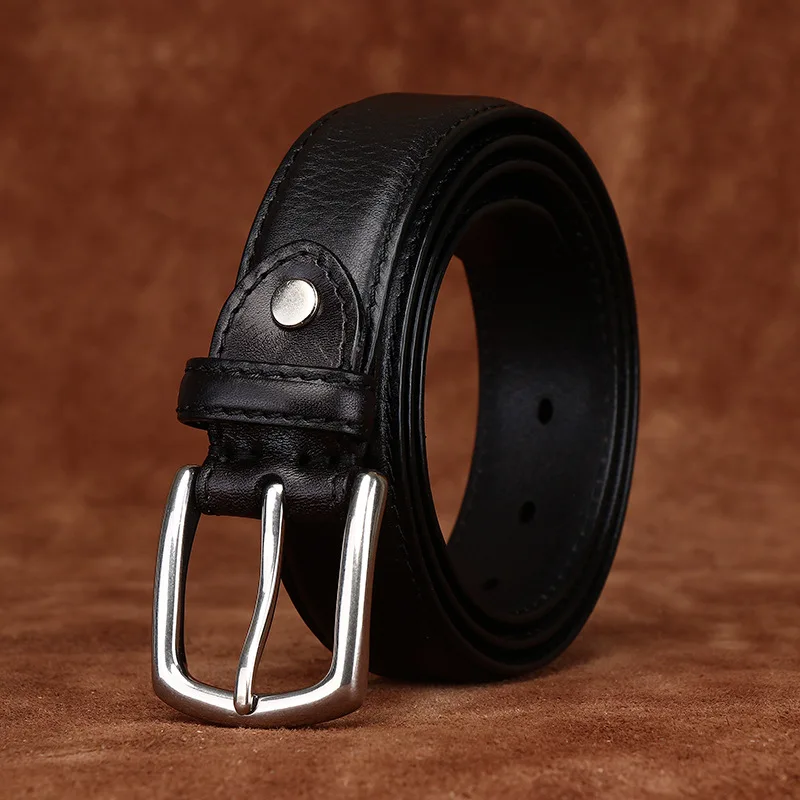 

Genuine Leather Men's Belt with Pin Buckle, Simple and Stylish Business Casual Retro Cowhide Belt