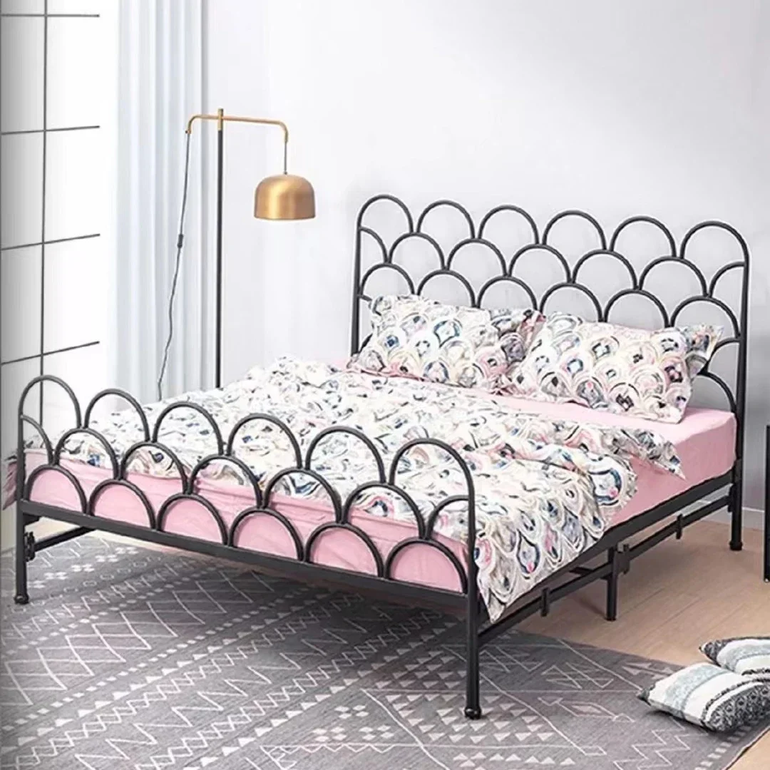 

Made in China High Quality Simple Cheap Black White Wrought Iron Eco-Friendly Metal Folding Bed Frame