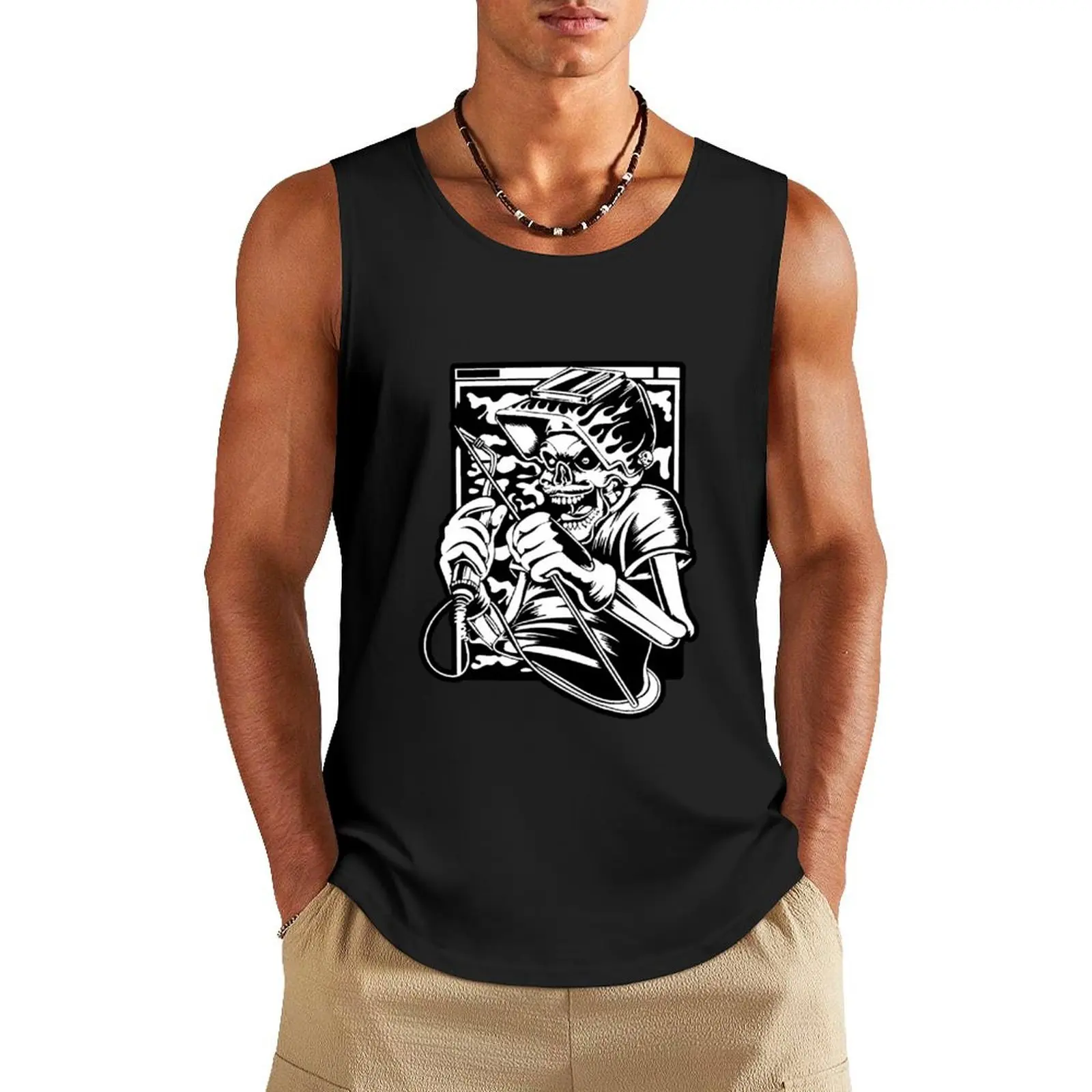 

Welder Skull Tank Top t-shirts for Men's gym Fitness men clothing Men's tops gym t shirt men