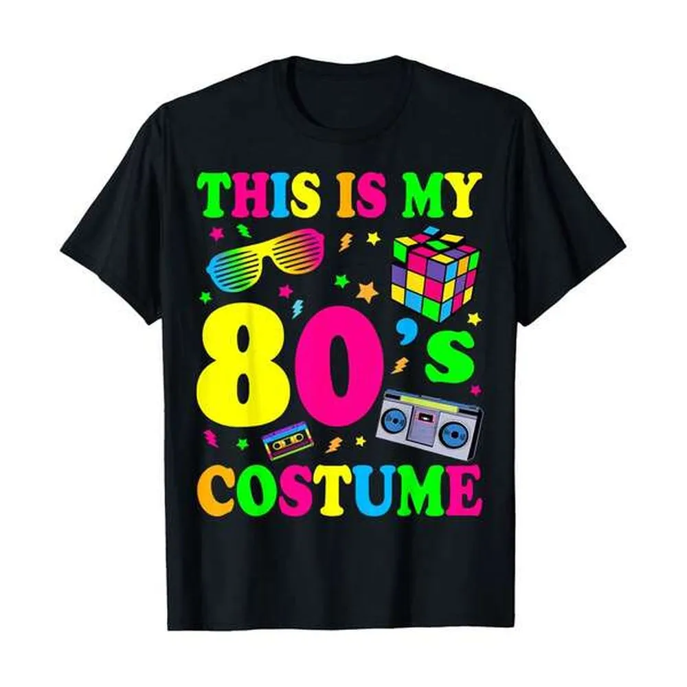 Camiseta de disfraz de los años 80, camiseta para fiesta de los años 80 y 90, camiseta de cuello redondo 100% algodón para mujer, ropa de verano y vacaciones para mujer, suave y transpirable, esencial para el día a día