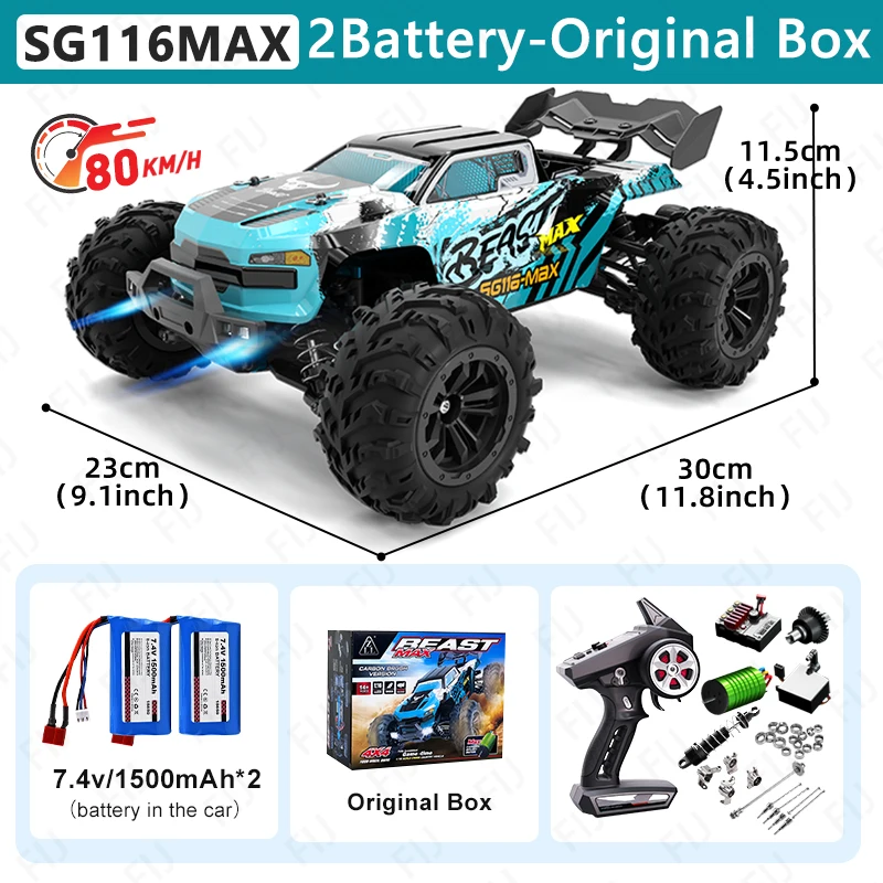 Zll Sg116 Max Rc Auto 80 Km/h Hoge Snelheid Off-Road Drift Auto Borstelloze 4wd Professionele Raceauto 'S Afstandsbediening Auto Voor Volwassenen