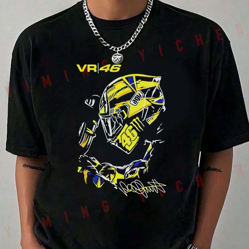 Camiseta con gráfico de Valentino Rossi VR46 para motociclistas, camisetas informales a la moda de verano para hombre con cuello redondo, camiseta 2026