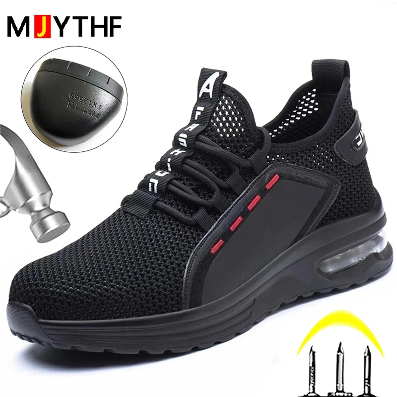 Breathable Men Work Safety Shoes Anti-smashing Steel Toe Cap Working Boots Construction Indestructible Work Sneakers Men Shoes