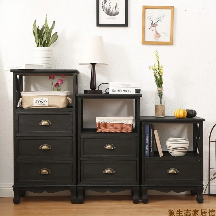 

American solid wood chest, retro bedside table, drawer type storage, locker, living room side cabinet, flower rack, small