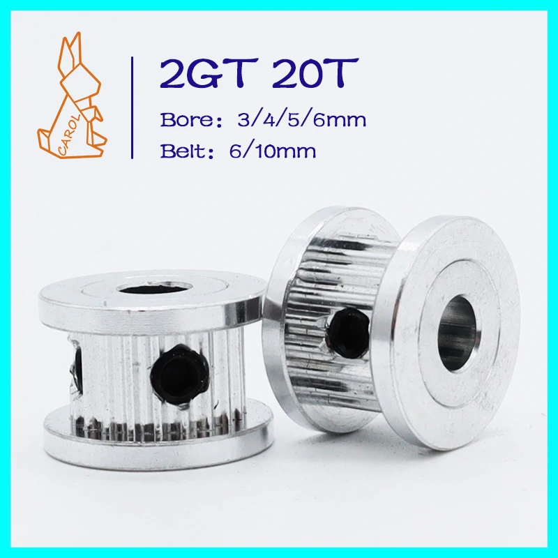 

20Teeth 2GT Idler Timing Pulley 20T Bore 3/4/5/6mm Synchronous Wheel Tensioning Gear Belt Width 6/10mm 3D Printer Part GT2 Idler