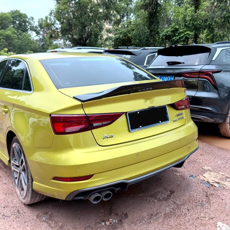For AUDI A3 2014-2020 Car Rear Trunk Lid Lip ABS Plastic Spoiler Wings Black Carbon Body Kit Exterior Tuning Accessories Part