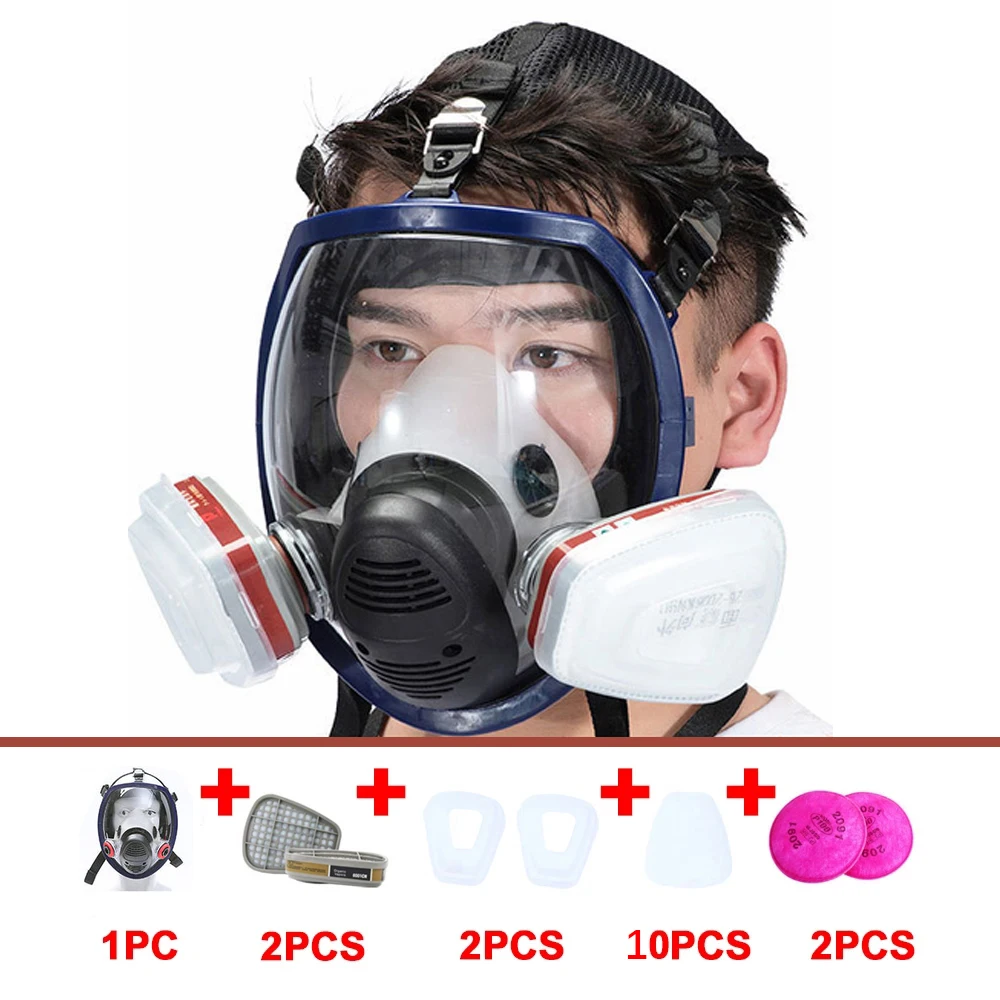 6800 Chemical Mask Gas Mask Dustproof Respirator Paint Pesticide Spray Silicone Full Face Filters Laboratory Welding with 6001