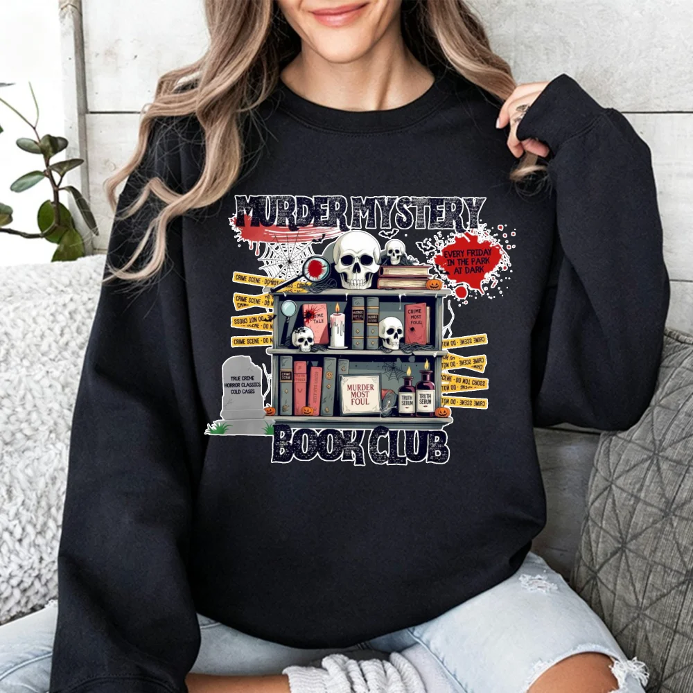 Murder Mystery Book Club Sweatshirt Halloween Shirts Spooky Season Hoodies Readers Club Thriller Bookish Bookish Girly Pullovers