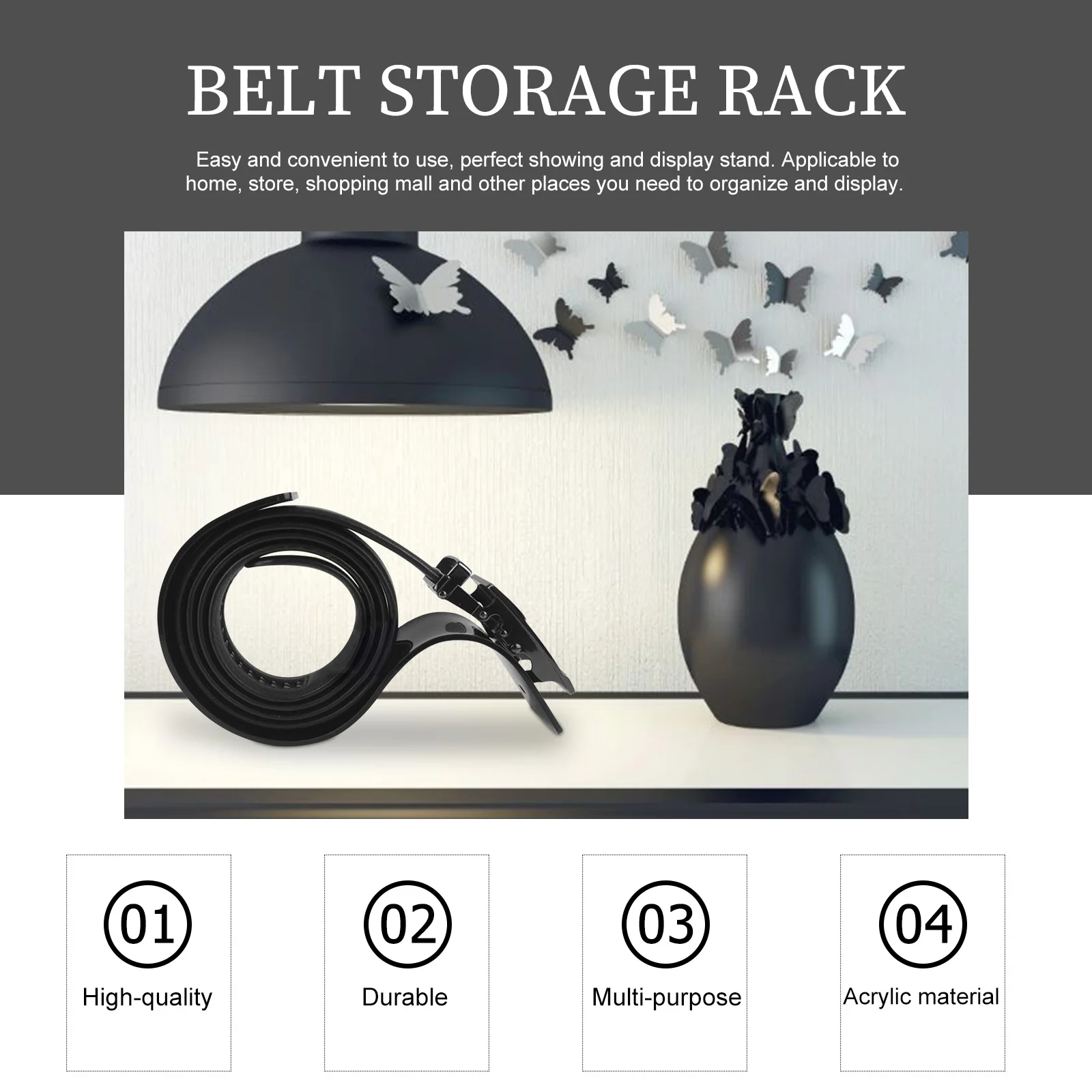 

2Pcs Acrylic Belt Display Racks Creative Show Stand Perfect Fit Home Store Shopping Mall Organizer Belt Display Shelf