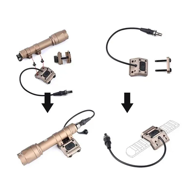 WADSN linterna Airsoft táctica SF M600, M600C, M300, Base de montaje Offset, arma, Rifle, luz, interruptor ModButton, linterna de explorador lateral