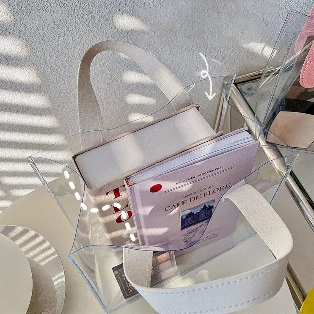 Brand New PVC Clear Tote Bag Transparent Handle Waterproof Storage Bag Transparent Shopping Bags