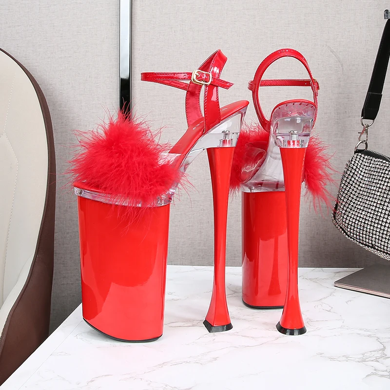 Transgender 26cm Thin High Heels Diamond Sandals Female Platform Bridal Shoes Women Steel Pipe Dance Ankle Strap 10Inch Pumps