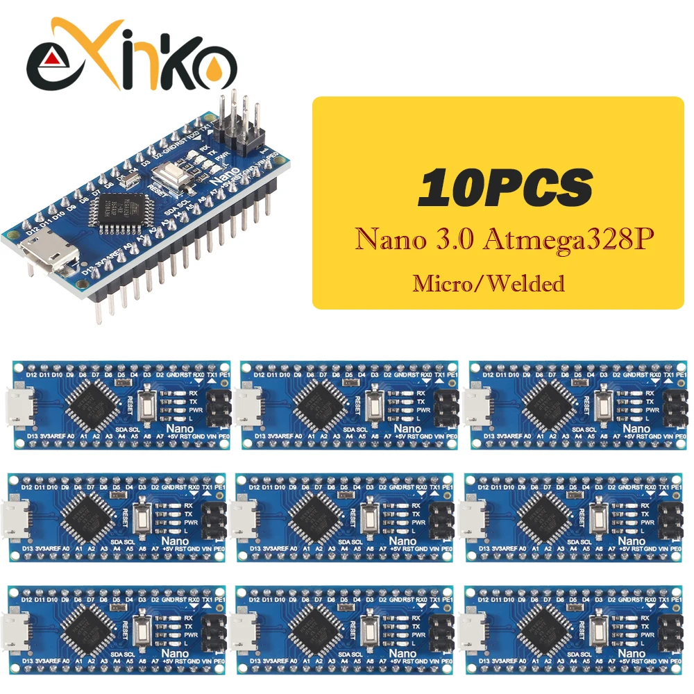 1-10pcs Nano 3.0 With the bootloader compatible controller CH340 USB driver Mini / Type-C / Micro 16Mhz ATMEGA328P for Arduino