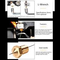B0KF 17 Pcs 3D Printer Nozzle Cleaning with 0.15/0.25/0.35/0.4/0.5mm Needles Cleaner + 2 Pcs Tweezers + 2x L Wrenches Set