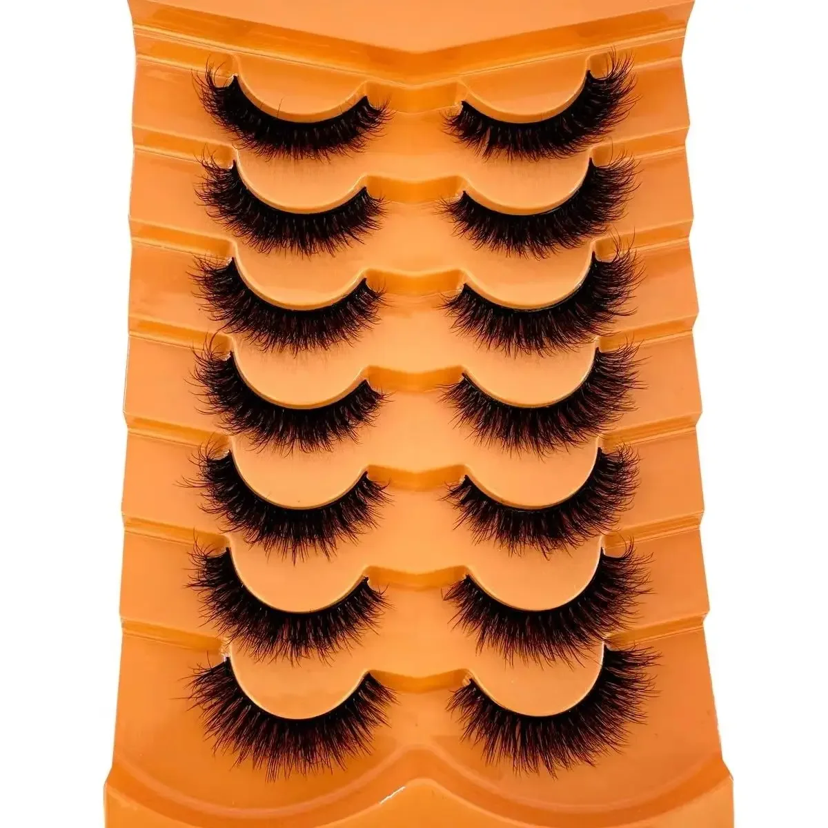 AMSDCN Natural Thick Fluffy Cat Eye Lashes  Fake Lashes Dramatic Thick Full Strip Lashes Soft Fluffy Faux Mink Lashes Extension