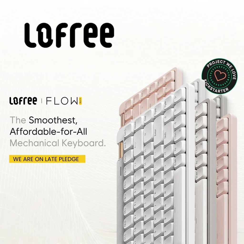 Lofree Flow Lite Keyboard Lighter&Silenter POM Switch 2.4G Bluetooth&Wired Gasket Mount Volume Roller Key Configurator Keycaps