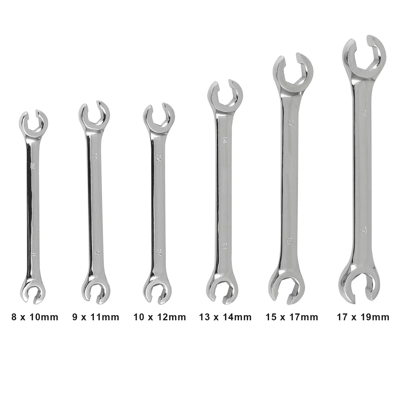 6 Pcs Spanner Combination Wrench Brake Pipe Gas Fuel Spanner Flare Wrench Open Ring Spanners Repair Set 8-19 mm Hand Tool Tubing