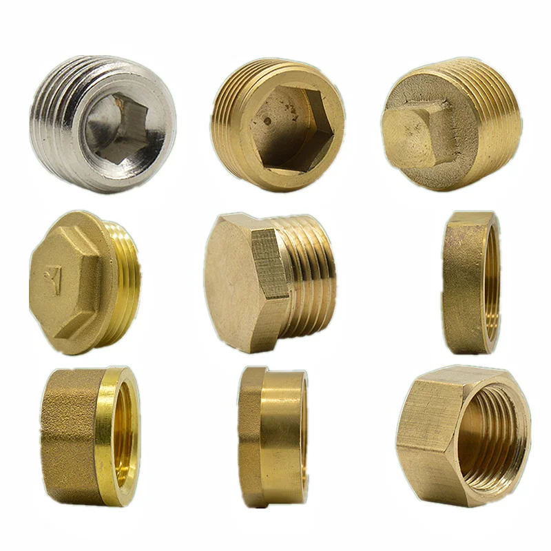 1/8 1/4 3/8 1/2 3/4 Male Female Thread Brass Pipe Hex Head End Cap Plug Fitting Quick Connector Brass Universal Faucet Adapter