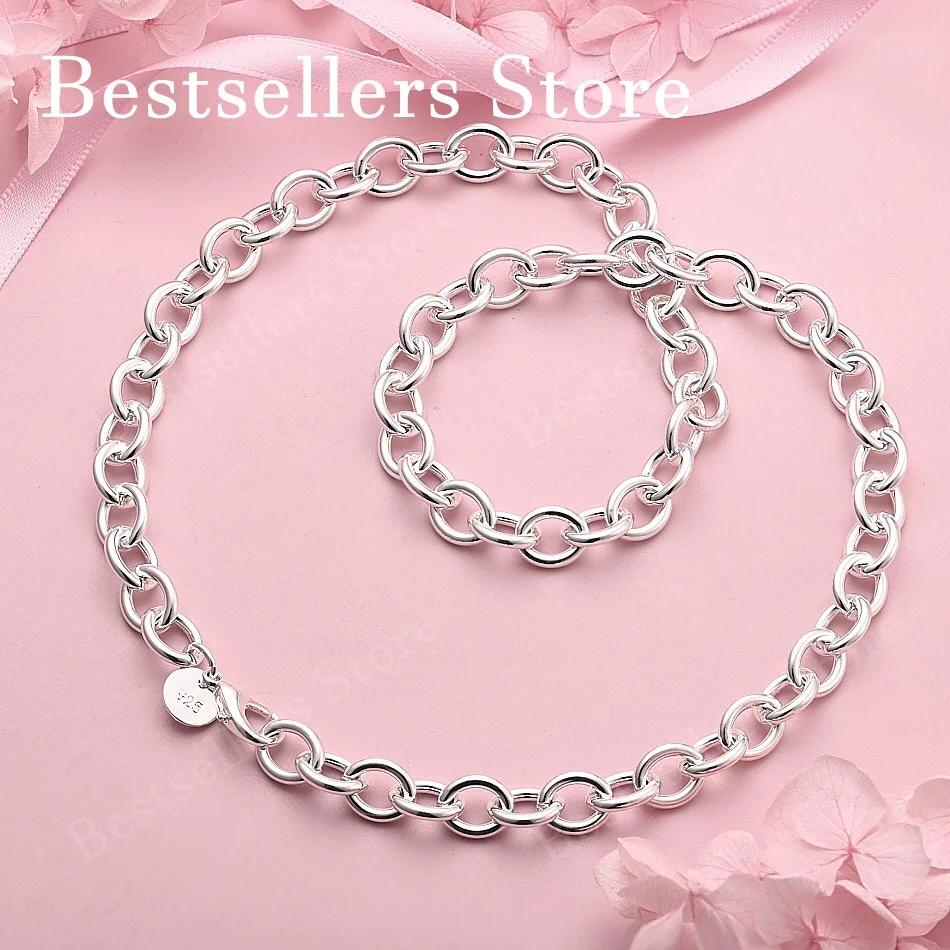 

Charm 925 Sterling Silver Thick Round Chain Necklace Men Women Fashion Party Wedding Gift Jewelry