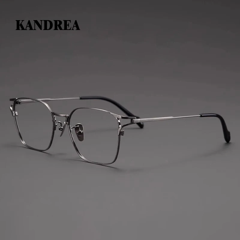 KANDREA Pure Titanium Large Frame Glasses Men Business Myopia Prescription Ultra-lightweight Wide Face Oversized Eyewear Y0038