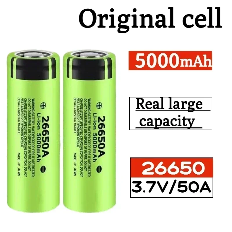 2025 New 100% Original 26650 3.7V 5000mAh 50A Power Lithium Ion Battery 26650A, Geeignet Für LED Taschenlampe