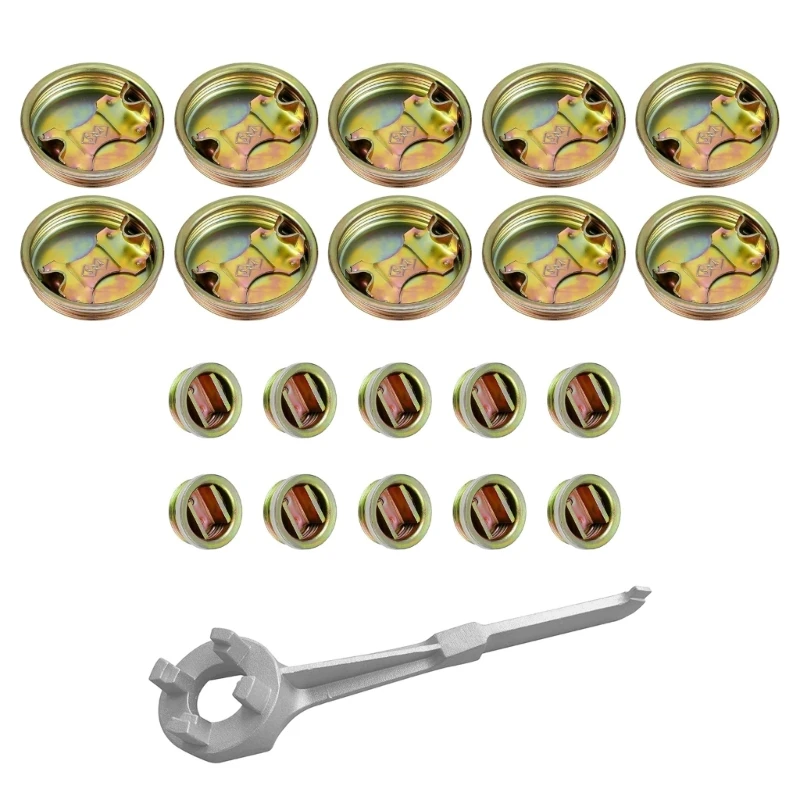 20Pcs Metal Drum Bung Plug with Gasket 2 Inch and 3/4 Inch Steel Bung Caps with Aluminum Wrench Barrels Bung Caps Drum Dropship