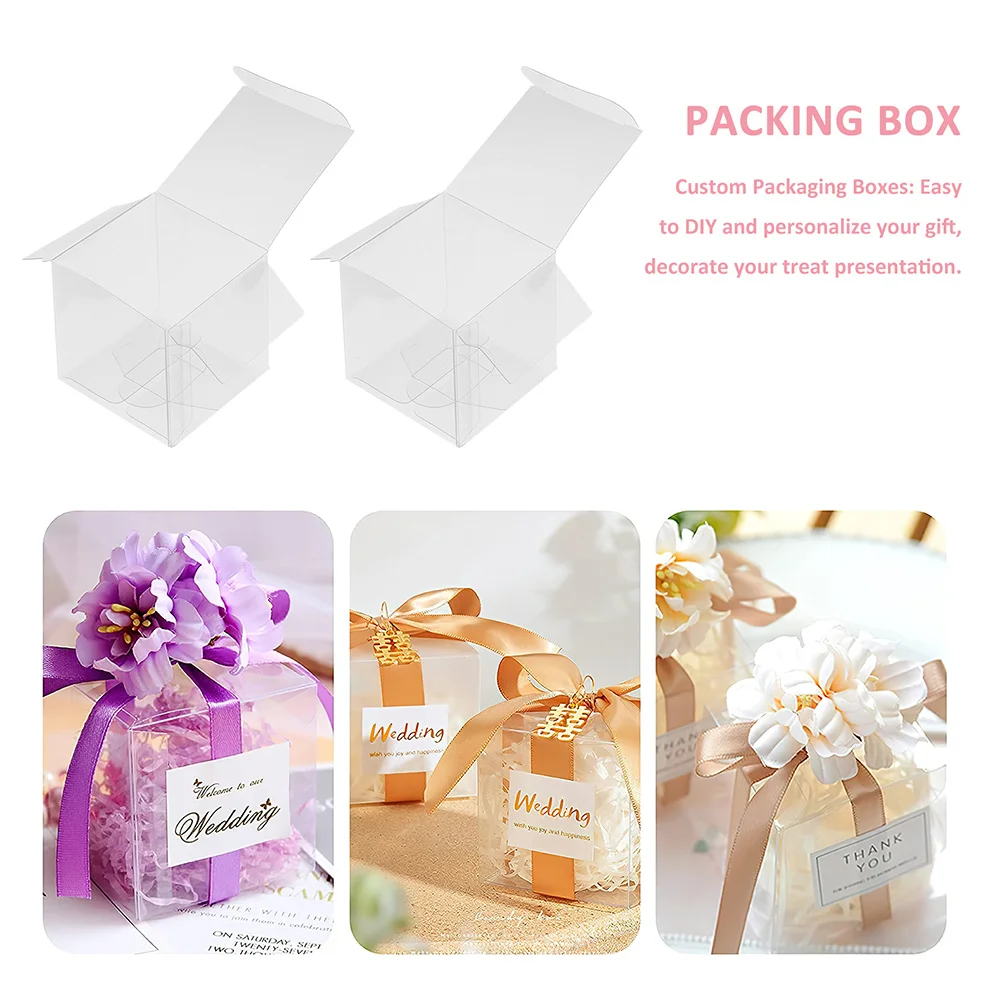 

20Pcs Small Clear Candy Boxes Reusable PVC Gift Packaging for Parties Favors Chocolate Storage Containers Foldable Candy Boxes