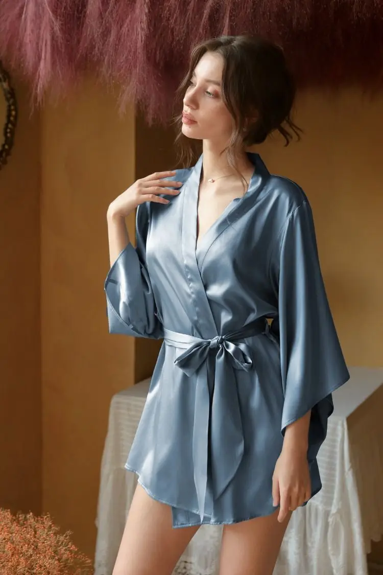 Mulberry Silk Nightdress For Women Night Robe Sexy Lingerie Soft Sleepwear Smooth Robe Dress Nightgown Bathrobe Ladies Pajamas