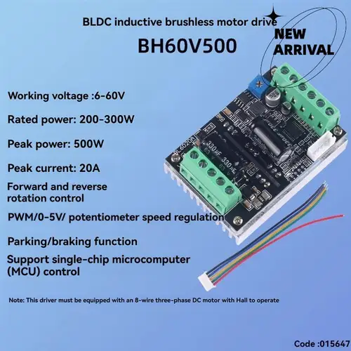 Imagen 2 del producto Controlador de motor de alta potencia trifásico PWM 500W Módulo de control 6-60V 20A para motores BLDC-Y47A