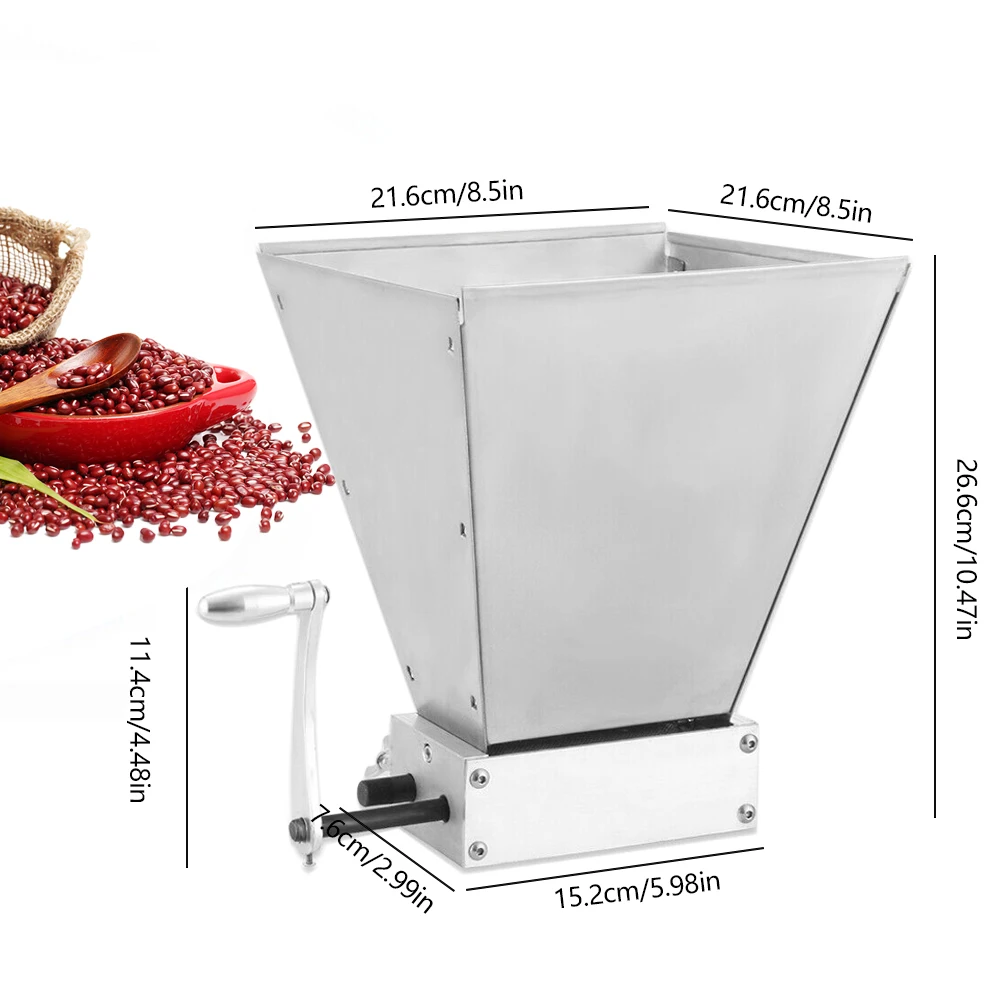 4l Edelstahl Malz brecher einstellbare Gersten mühle Niedrig geschwindigkeit bohrmaschine verfügbar manuelle Malz mühle Lebensmittel mahl maschine