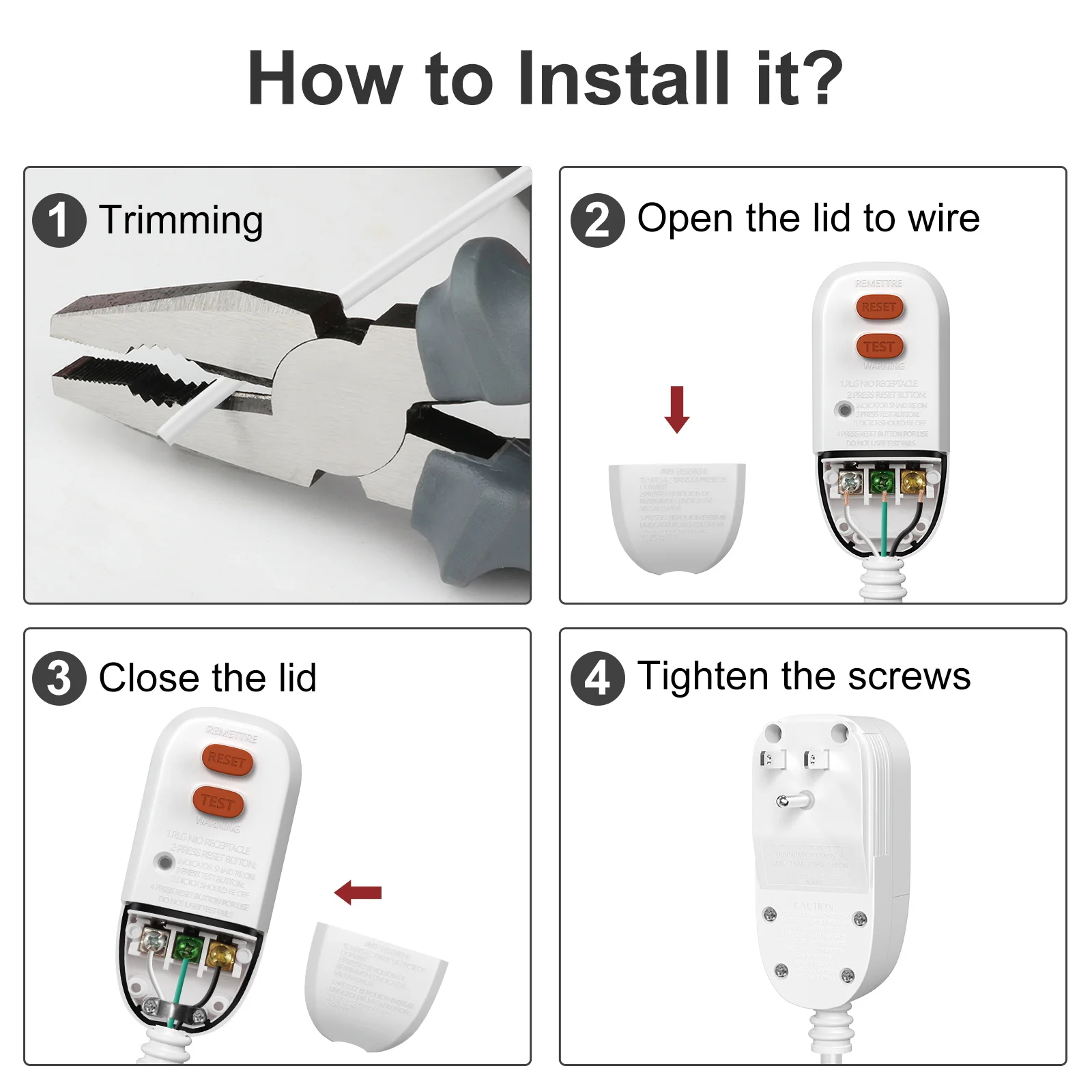 GFCI Leak-Proof Protection Socket/Plug Automatic Tripping Waterproof and Electric Shock-Proof Bathroom and Kitchen Socket