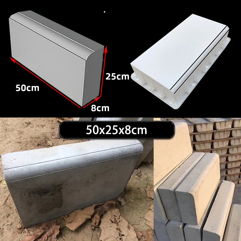 

Plastic Mold for Cement Paving Along the Stone Road, 50x25x10cm, 8cm Curved Weight Suitable for the Shoulder Stones of Highways