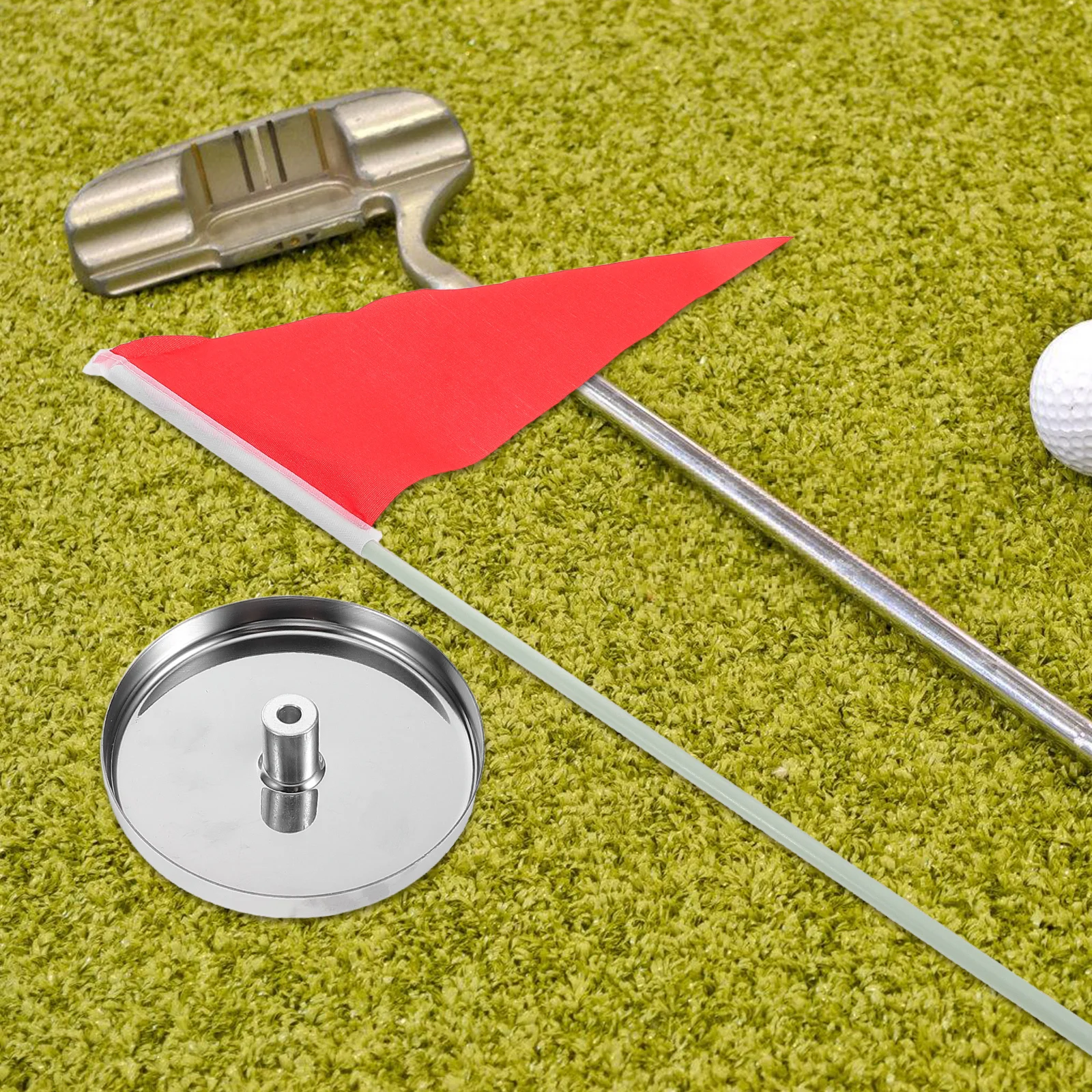 

1 Set Golf Hole Cup Metal Putting Cup Practice Aid Mini Flag for Indoor Outdoor Golf Training Putting Training Aid