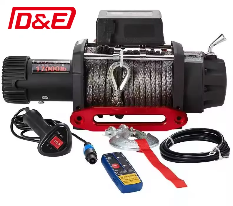 12V 17000LBS Off Road Car Trailer Wire Rope Electric Winch with  Remote Control