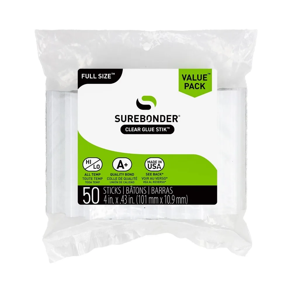 50-Pack Clear Hot Glue Sticks, 4-Inch Full Size for Crafting and DIY Projects