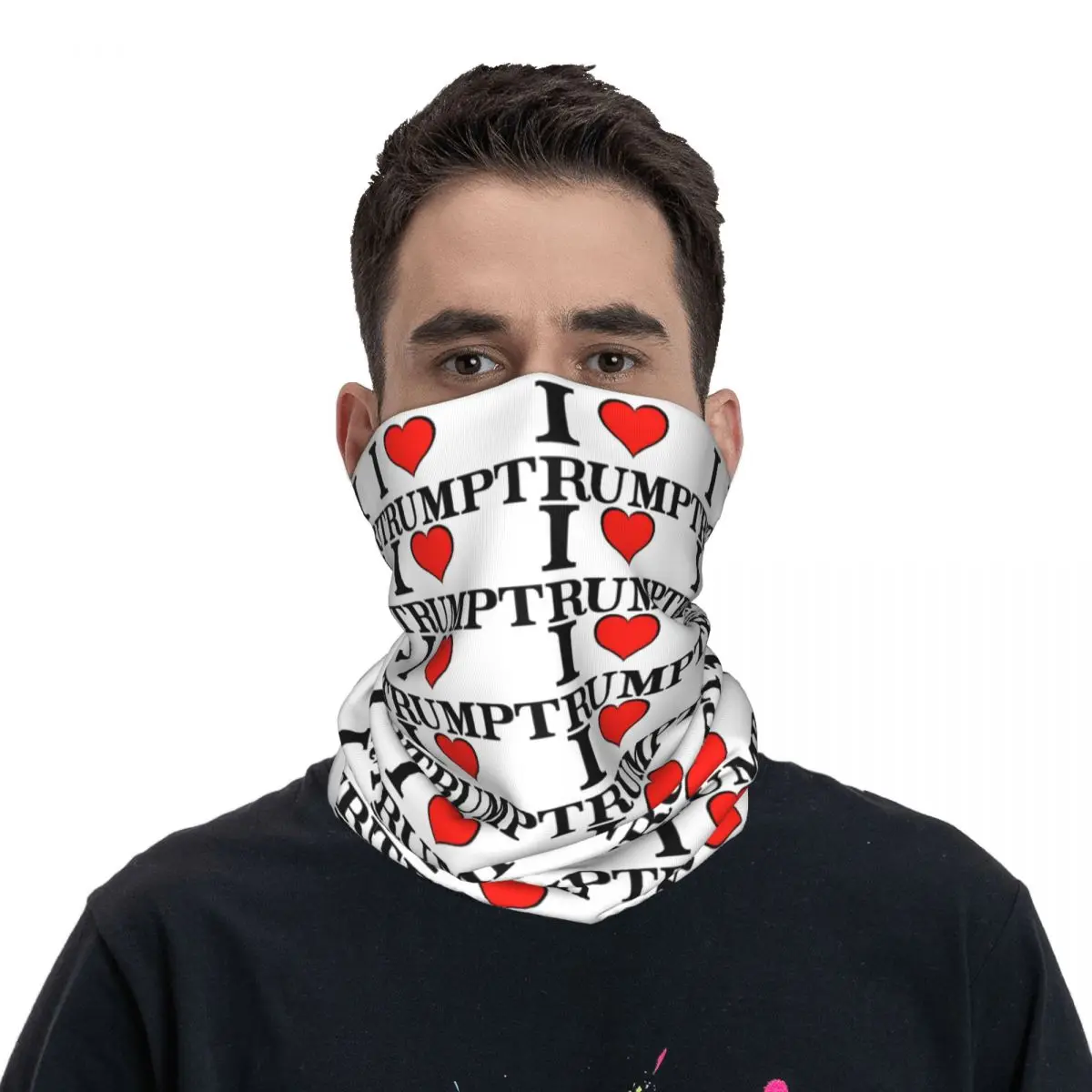 I Love Donald Trump Bandana Neck Gaiter Printed Balaclavas Face Scarf Multifunctional Headwear Hiking Unisex Adult All Season