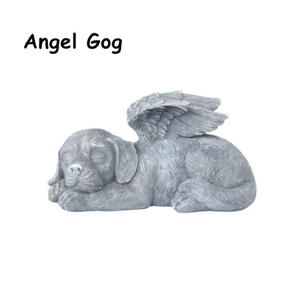 Resin Angel Dog Cat Statue Garden Decor Puppy Tombstone Sculpture Ornaments Gifts for Yard Home Decoration