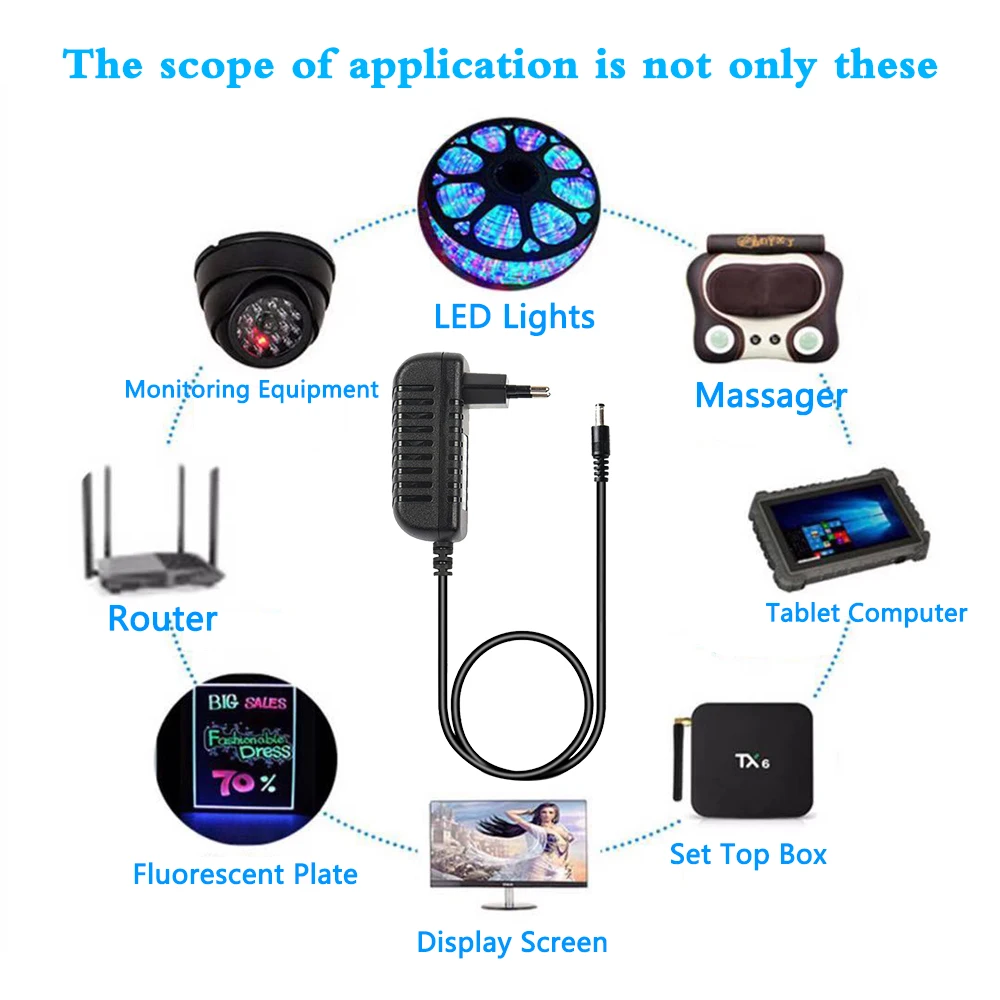 多機能電源アダプター,安定化コード,ビデオプレーヤー,EU,ukプラグ,12v,2.55a,5.5*2.1mm