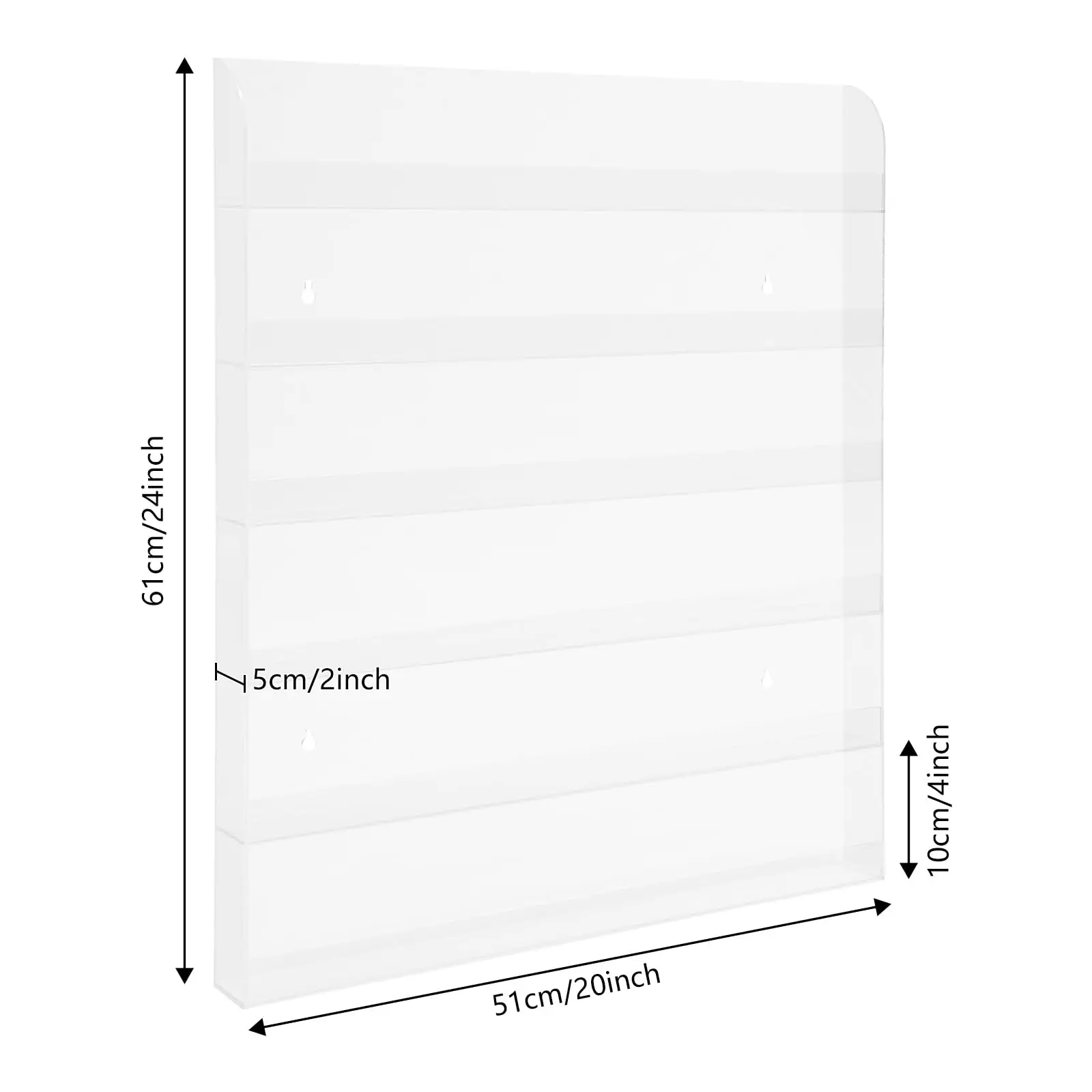 2 Pack Nail Polish Wall Racks, Acrylic Clear Nail Polish Wall Rack, Nail Polish Shelf Organizer, 6 Rows, 20×24 Inch, for Salon E