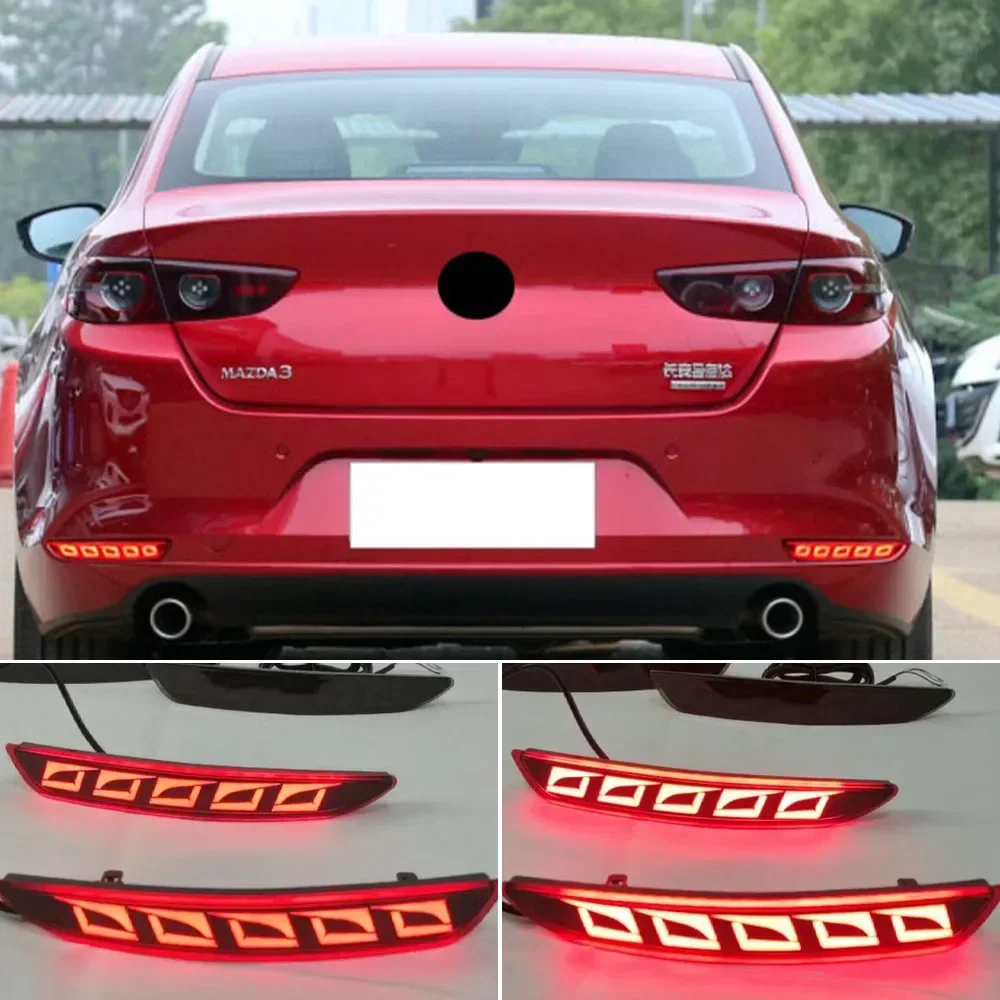 New！ 2PCS Rear Reflector For Mazda 3 Mazda3 Axela 2019 2020 2021 Car LED Rear Bumper Brake Light Dynamic Turn Signal Light