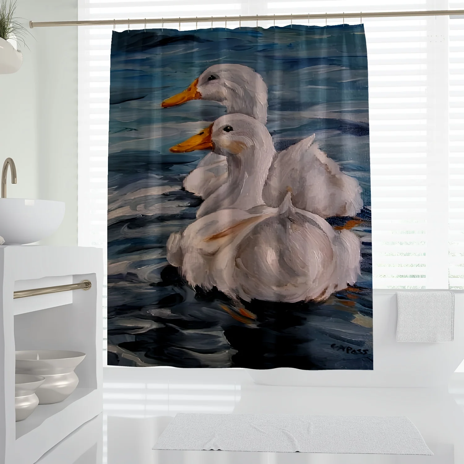 

1 шт., ручная роспись маслом, стиль, современная мода, красочная, упрощенная детская занавеска для душа с цифровым принтом, водонепроницаемая полиэстеровая