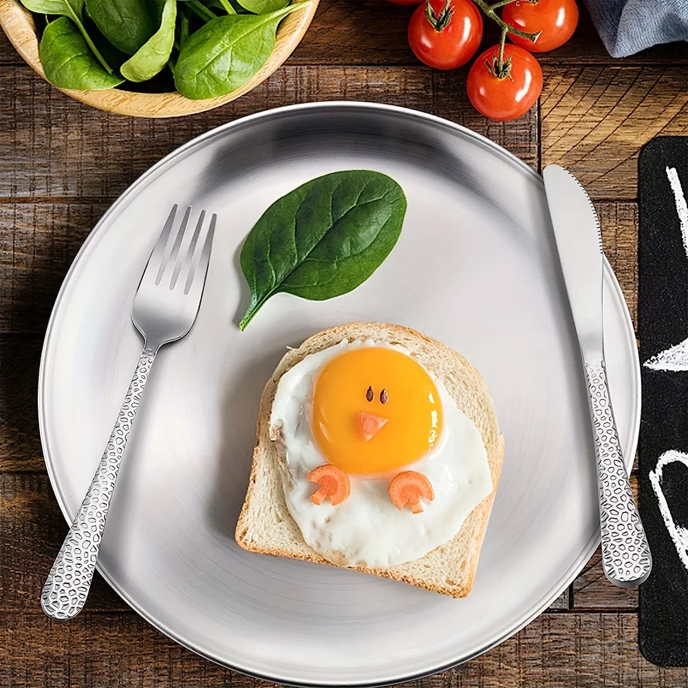 14 سنتيمتر أطباق من الفولاذ المقاوم للصدأ قابلة لإعادة الاستخدام أواني الطعام تكويم طبق تقديم طبق عشاء معدني مستدير للشواء الحلوى في الهواء الطلق