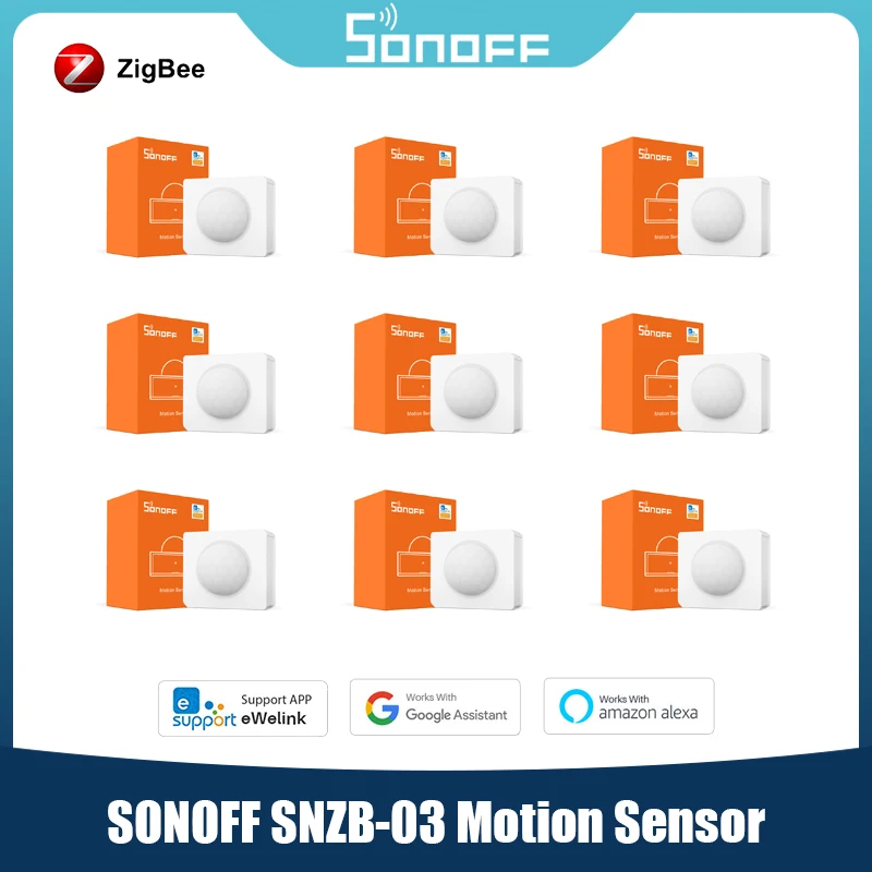 SONOFF-ZigBee Sensor de Movimento PIR Detector Infravermelho Corpo Humano Presença, EWeLink App, Sensor Movimento Inteligente, SNZB03, Alexa, Google