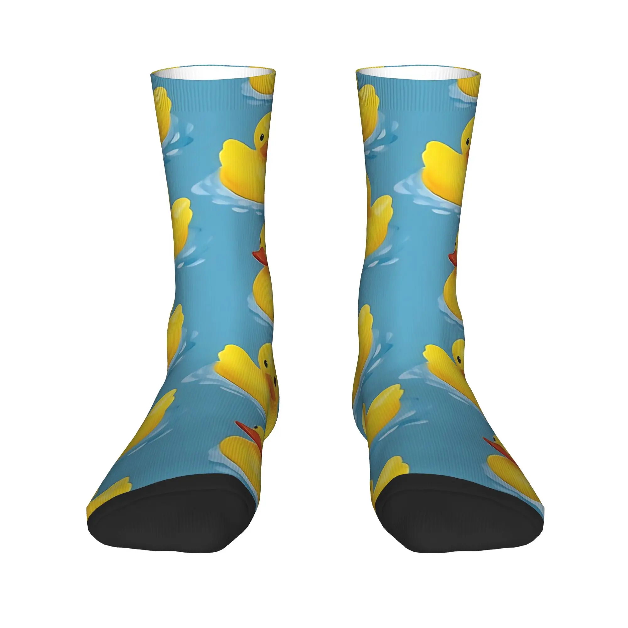 Men Socks Watercolour Rubber Duck Seamless     Stockings Non-Slip Medium Soft Socks Spring Novelty Graphic Outdoor Sports Socks